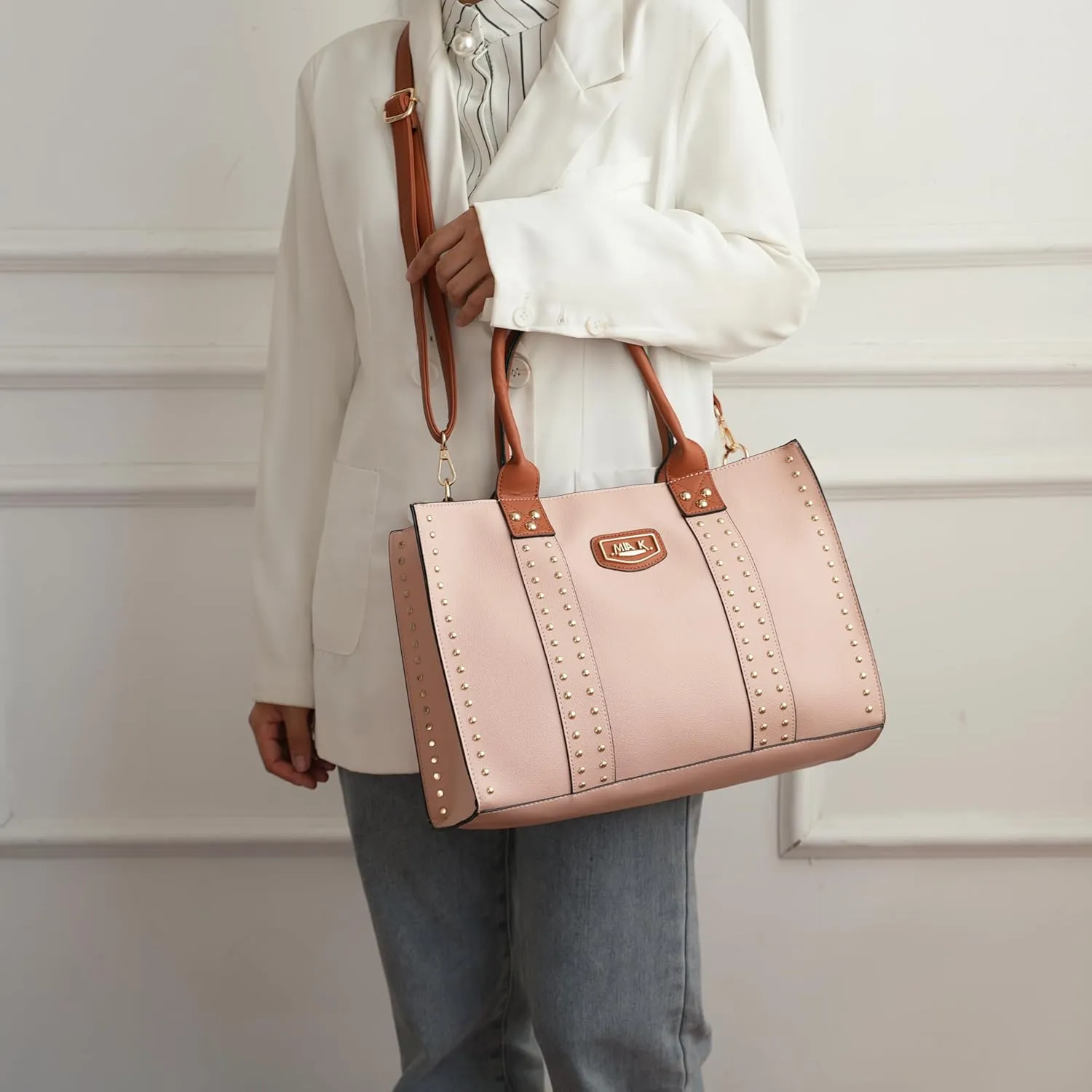MKF Collection Tote Bag for Women, Vegan Leather Top-Handle Crossover Wristlet wallet & Satchel Handbag Purse by Mia k