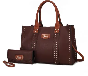 MKF Collection Tote Bag for Women, Vegan Leather Top-Handle Crossover Wristlet wallet & Satchel Handbag Purse by Mia k