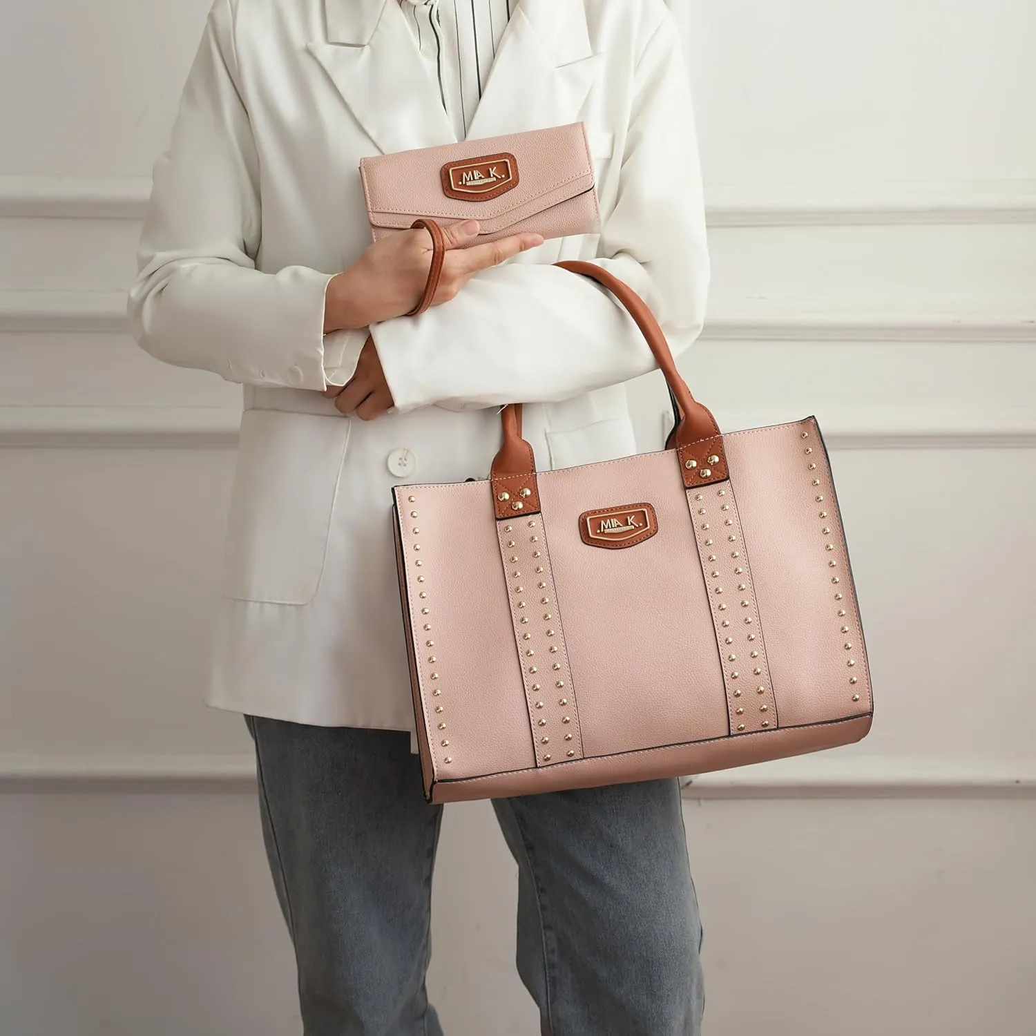 MKF Collection Tote Bag for Women, Vegan Leather Top-Handle Crossover Wristlet wallet & Satchel Handbag Purse by Mia k