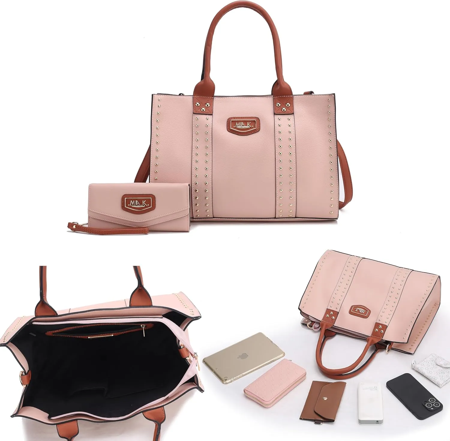 MKF Collection Tote Bag for Women, Vegan Leather Top-Handle Crossover Wristlet wallet & Satchel Handbag Purse by Mia k