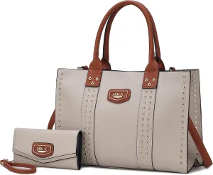MKF Collection Tote Bag for Women, Vegan Leather Top-Handle Crossover Wristlet wallet & Satchel Handbag Purse by Mia k