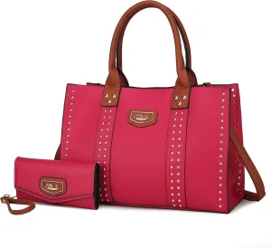 MKF Collection Tote Bag for Women, Vegan Leather Top-Handle Crossover Wristlet wallet & Satchel Handbag Purse by Mia k