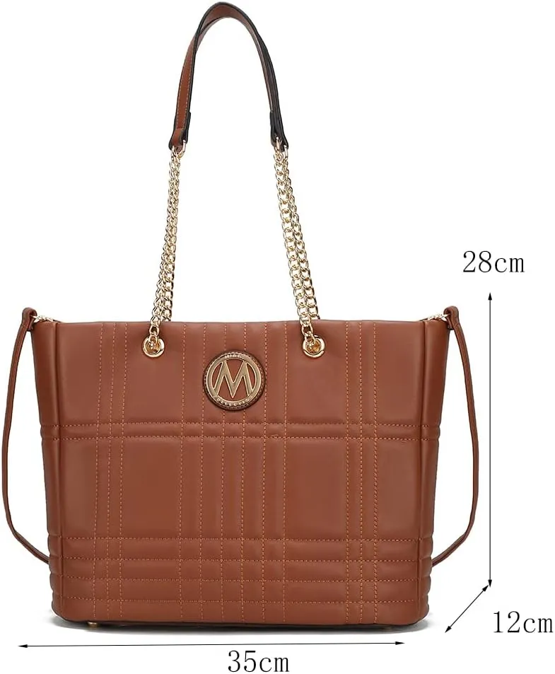 MKF Collection Tote Bag for Women, Vegan Leather Top-Handle Shoulder bag Crossbody Handbag Purse