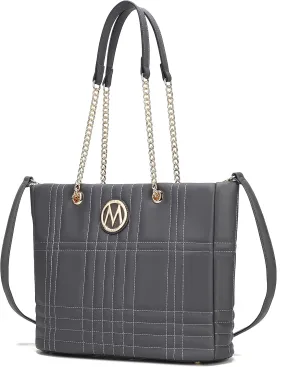 MKF Collection Tote Bag for Women, Vegan Leather Top-Handle Shoulder bag Crossbody Handbag Purse