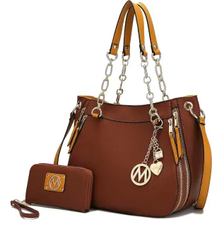 MKF Collection Tote Handbag with Wristlet Wallet, Vegan Leather Crossover Women’s Shoulder bag Purse