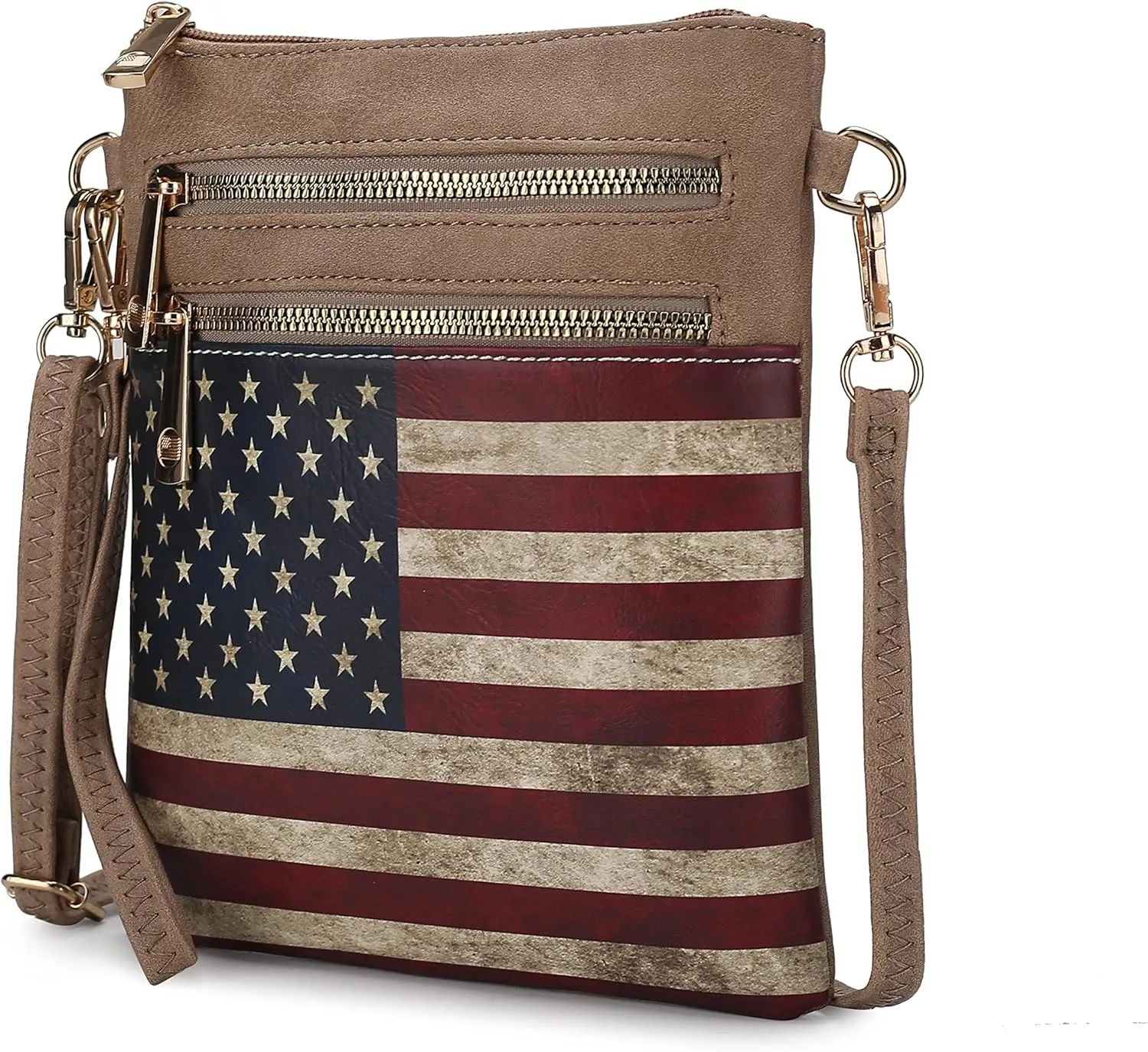 MKF Collection USA Crossbody Bags for Women, Patriotic Crossover American Flag Messenger Fashion Handbag Purse