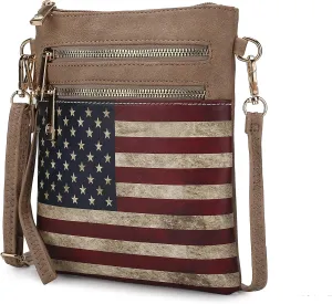 MKF Collection USA Crossbody Bags for Women, Patriotic Crossover American Flag Messenger Fashion Handbag Purse