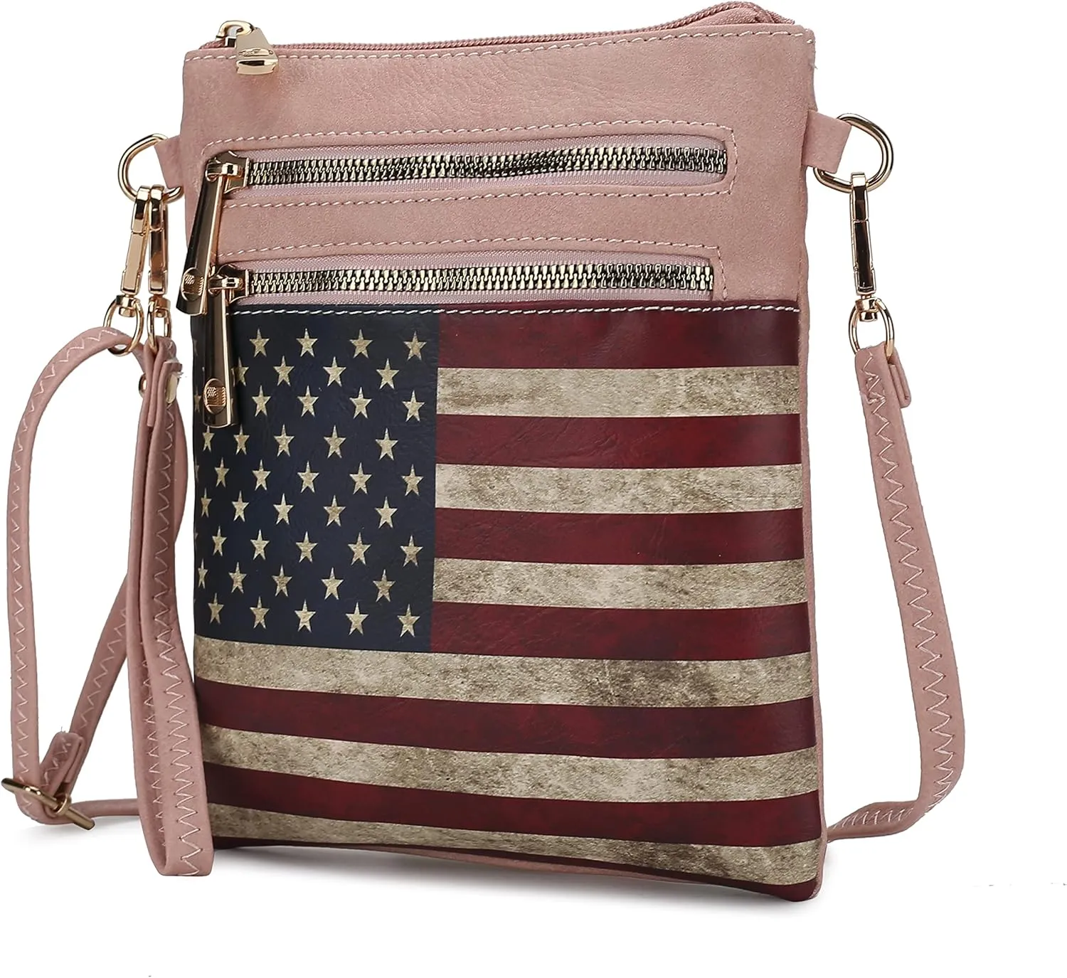 MKF Collection USA Crossbody Bags for Women, Patriotic Crossover American Flag Messenger Fashion Handbag Purse