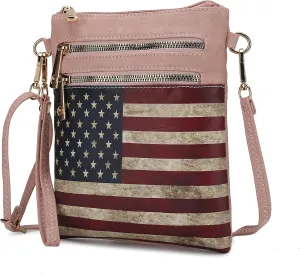 MKF Collection USA Crossbody Bags for Women, Patriotic Crossover American Flag Messenger Fashion Handbag Purse