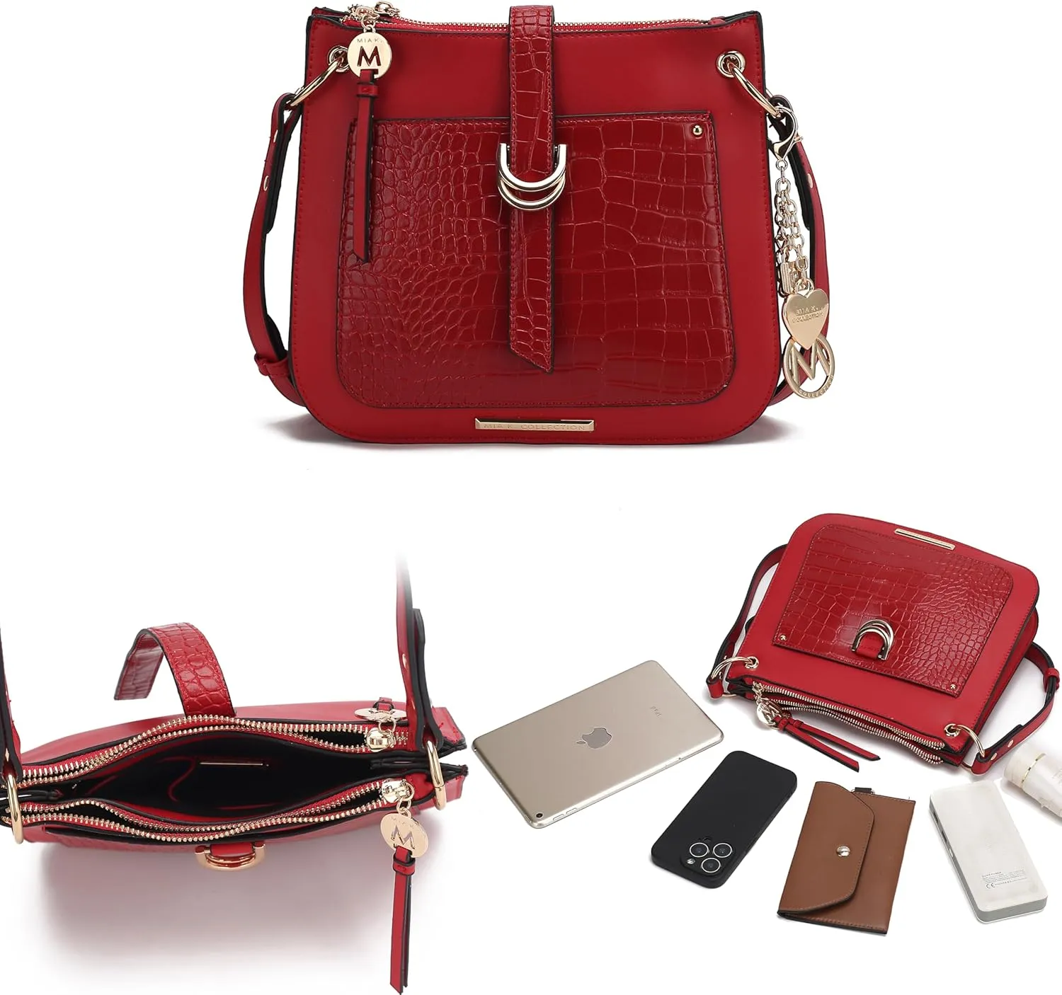MKF Collection Women's Crossbody Bag, Vegan Leather Crossover Bag, Small Shoulder Bag Handbag by Mia K