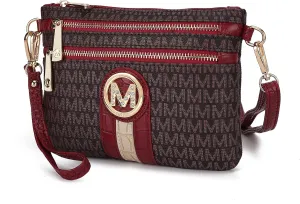 MKF Crossbody Bag for Women, Wristlet Strap – PU Leather Shoulder Handbag – Small Pocketbook Messenger Purse Black
