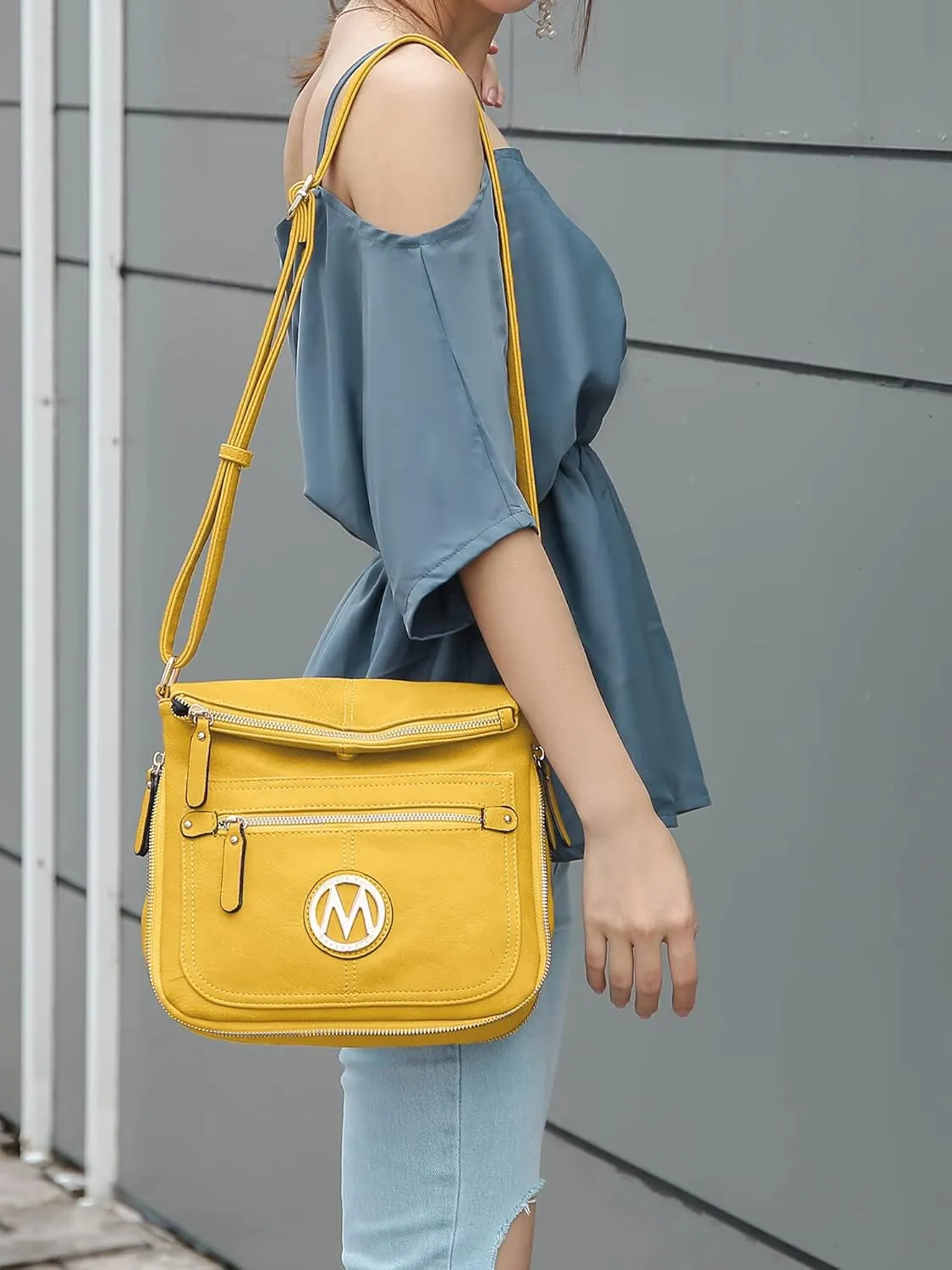 MKF Crossbody Bags for Women – Small PU Leather Crossover Lady Fashion Shoulder Handbag – Side Messenger Purse