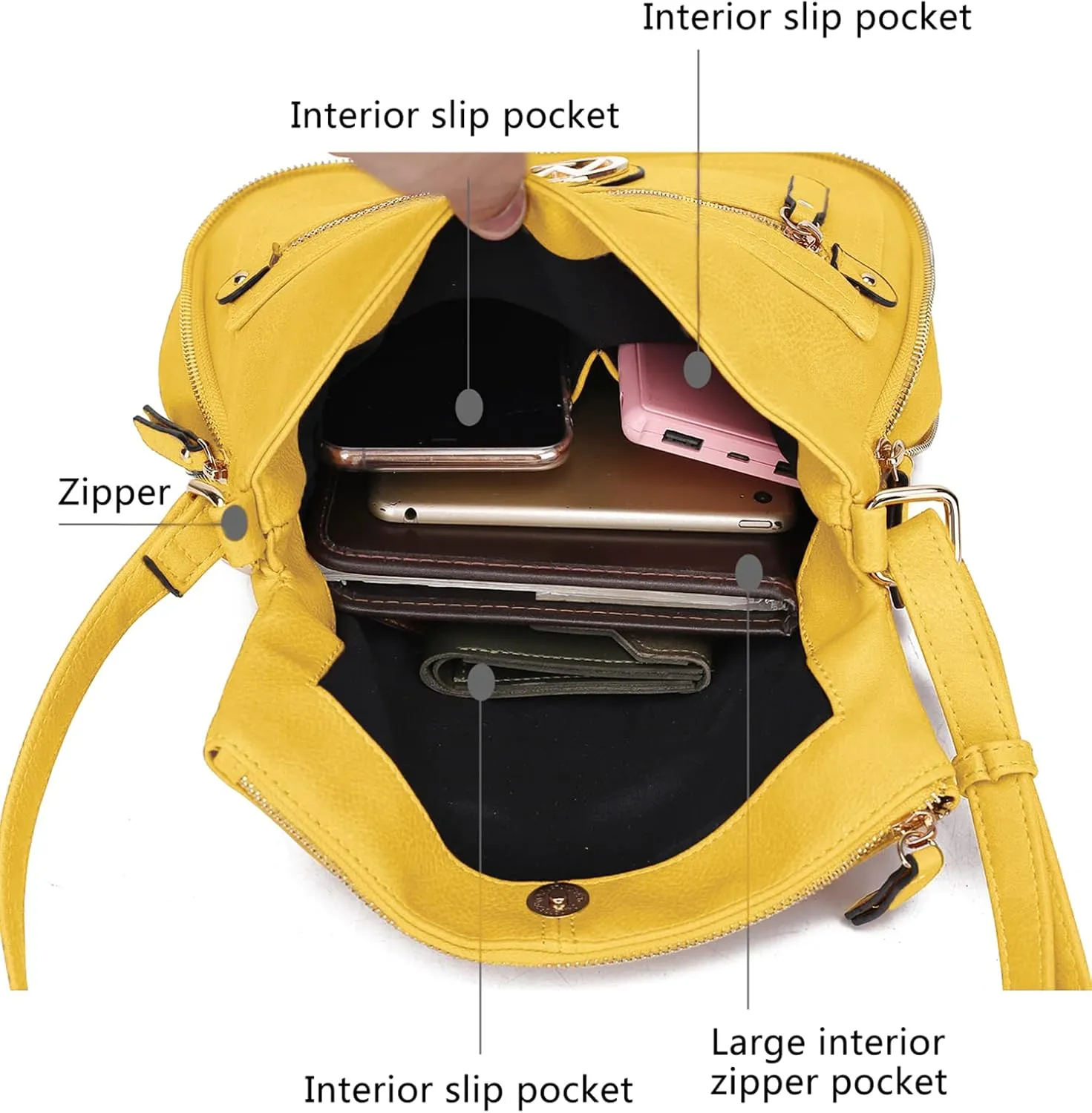 MKF Crossbody Bags for Women – Small PU Leather Crossover Lady Fashion Shoulder Handbag – Side Messenger Purse