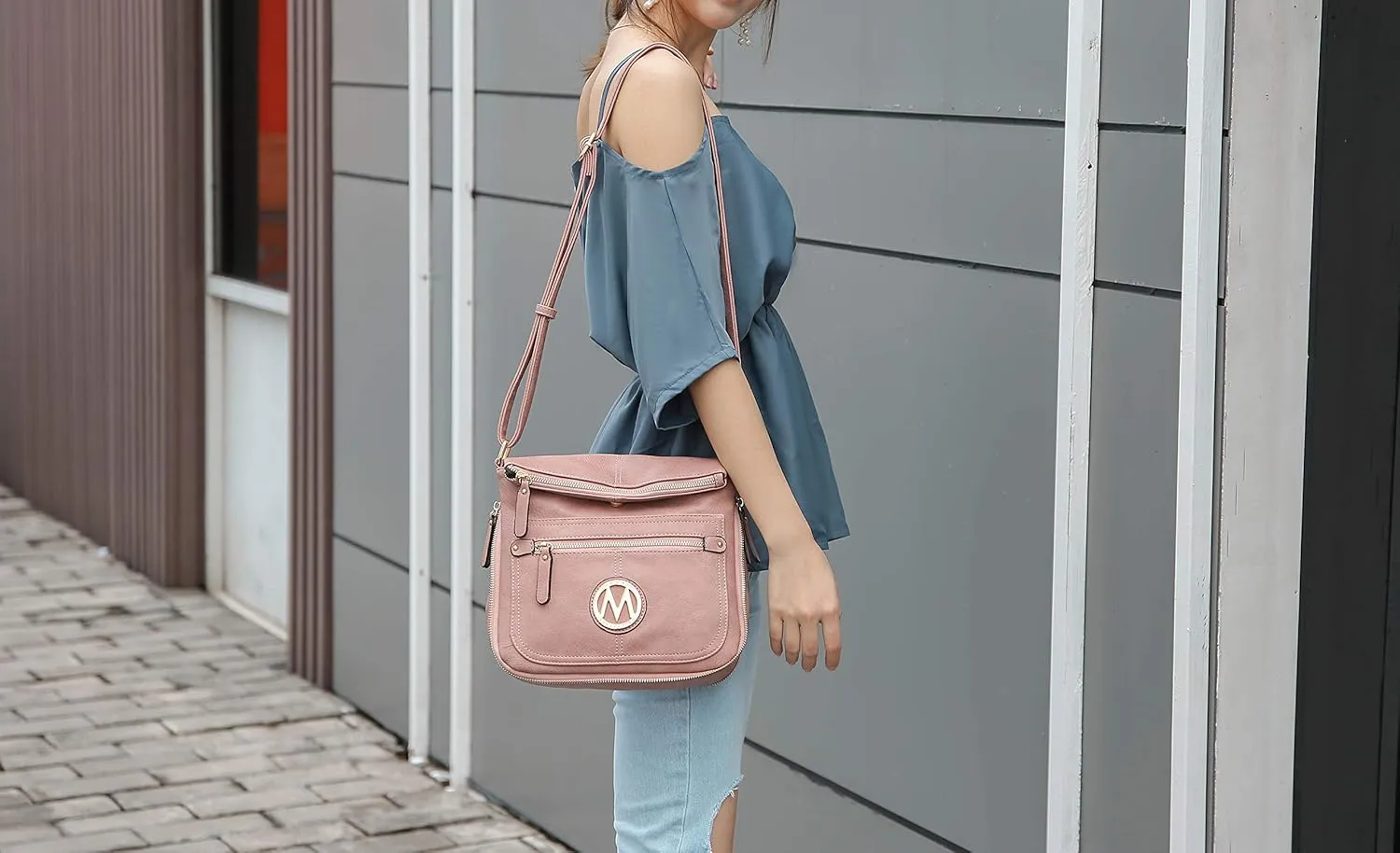 MKF Crossbody Bags for Women – Small PU Leather Crossover Lady Fashion Shoulder Handbag – Side Messenger Purse