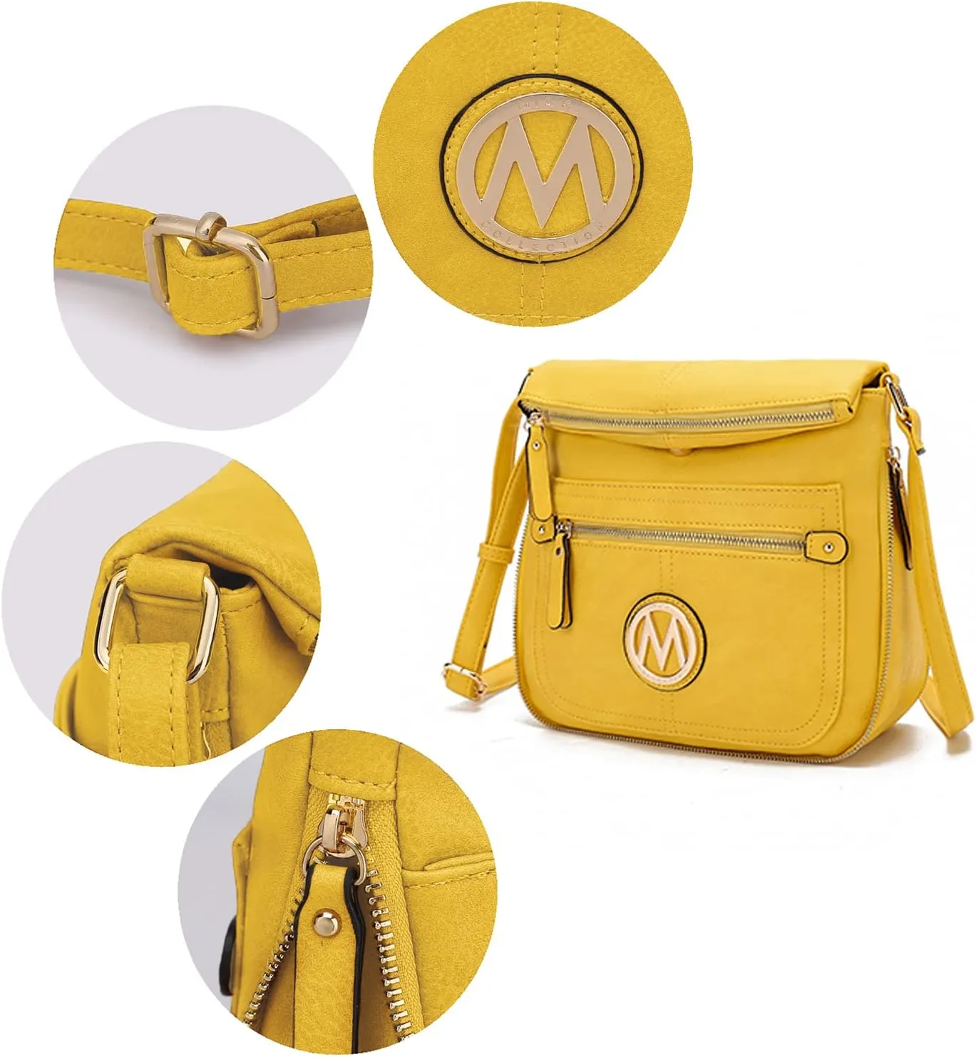MKF Crossbody Bags for Women – Small PU Leather Crossover Lady Fashion Shoulder Handbag – Side Messenger Purse