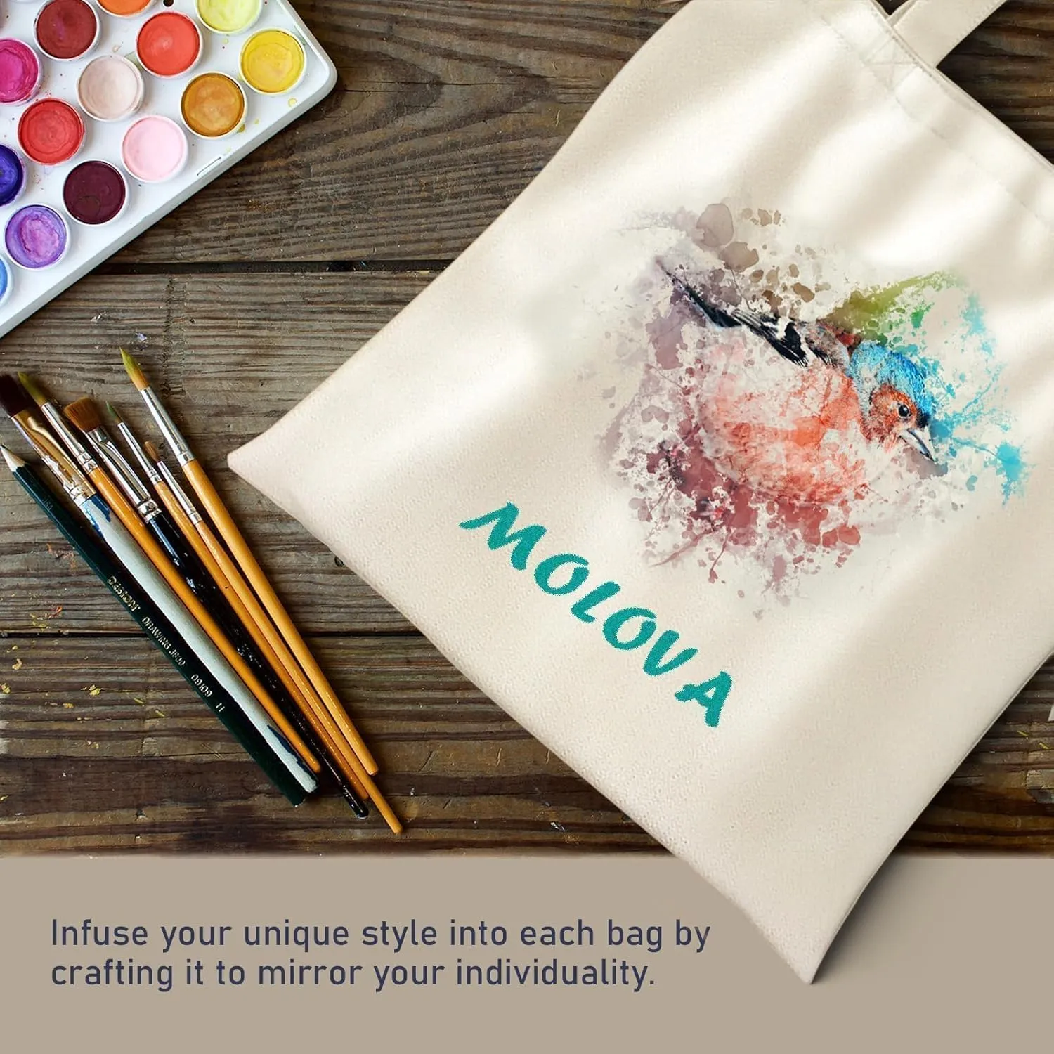 MOLOVA 100-Pack Large 14x15 Premium Cotton Canvas Tote Bags,Load 55lbs,Reusable Canvas Bag Made of 10oz of Canvas with Handles for Gift-Giving, Beach Trips, Work, DIY Projects, Shopping
