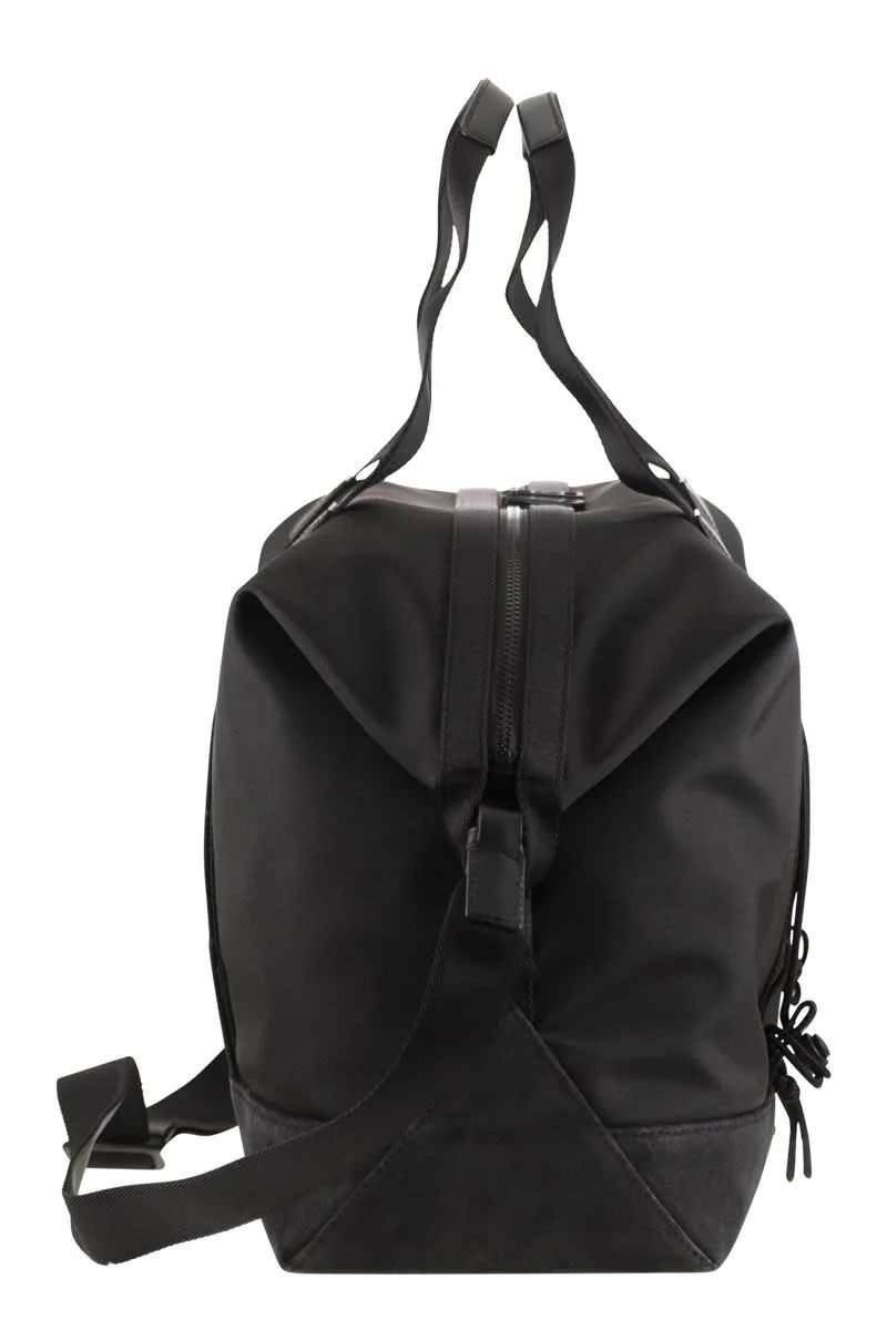 MONCLER Water-Repellent Tech Duffle Handbag with Leather Trim - 53x30x19 cm