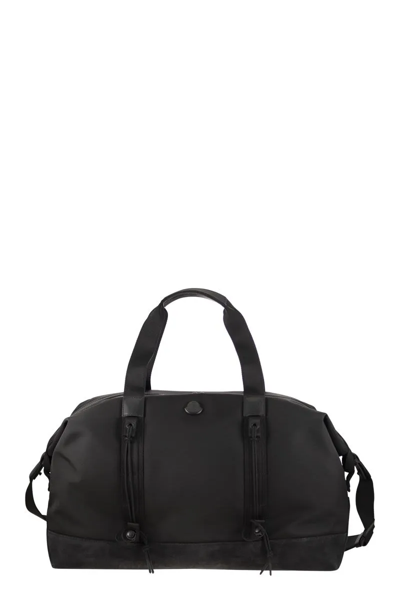 MONCLER Water-Repellent Tech Duffle Handbag with Leather Trim - 53x30x19 cm