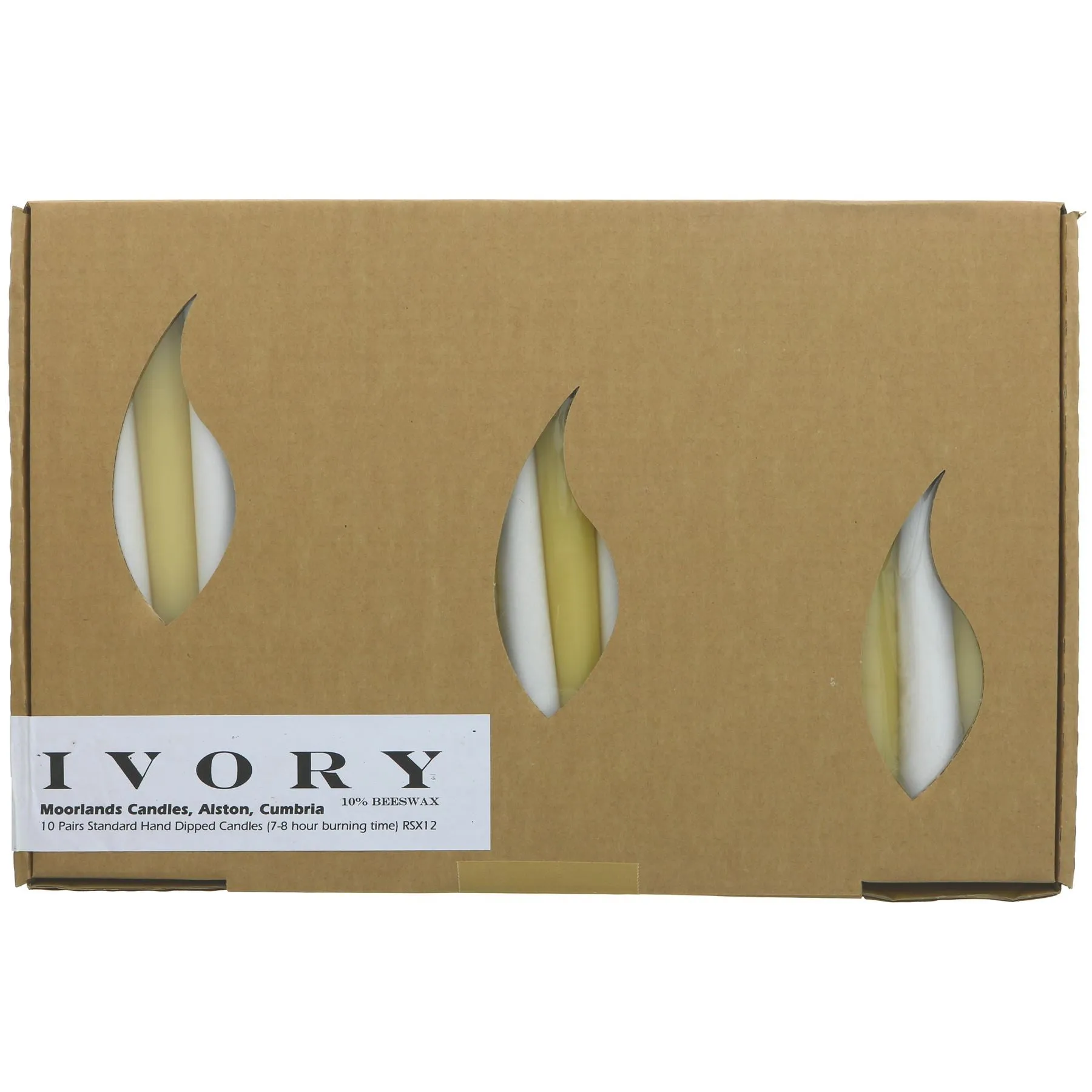 Moorlands Candles Limited | Ivory Standard Candles 9" x 0.85" | 10 Pairs