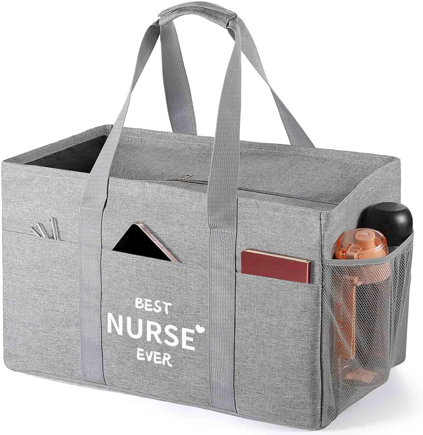 Mother's Day Gifts, Large Utility Tote Bag for Women Foldable Reusable Grocery Shopping Bags with 6 Pockets