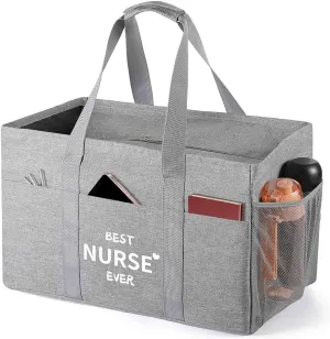 Mother's Day Gifts, Large Utility Tote Bag for Women Foldable Reusable Grocery Shopping Bags with 6 Pockets