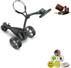 Motocaddy Caddy Cart Bundle with Holders for Umbrella/Scorecard/Drink, Device Cradle, with Volvik VS4 Premium Balls and 5 Golf Markers 1 Magnetic Clip
