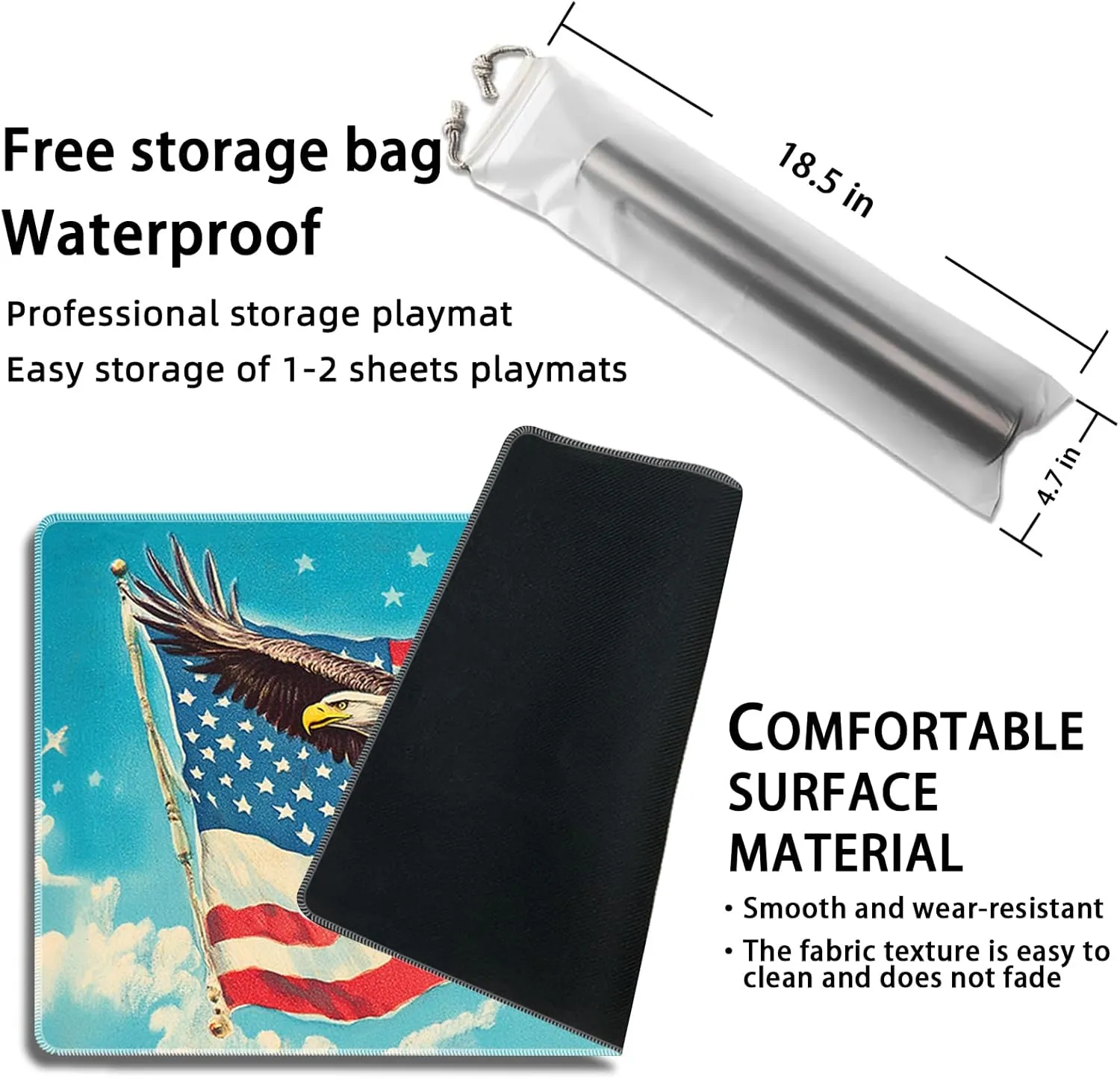 MTG Playmat Magic Card Playmat Games Mat,TCG & CCG Card Games PlayMat with Free Storage Bags Size 24 x 14 Inches (No with Zones,Eagle)