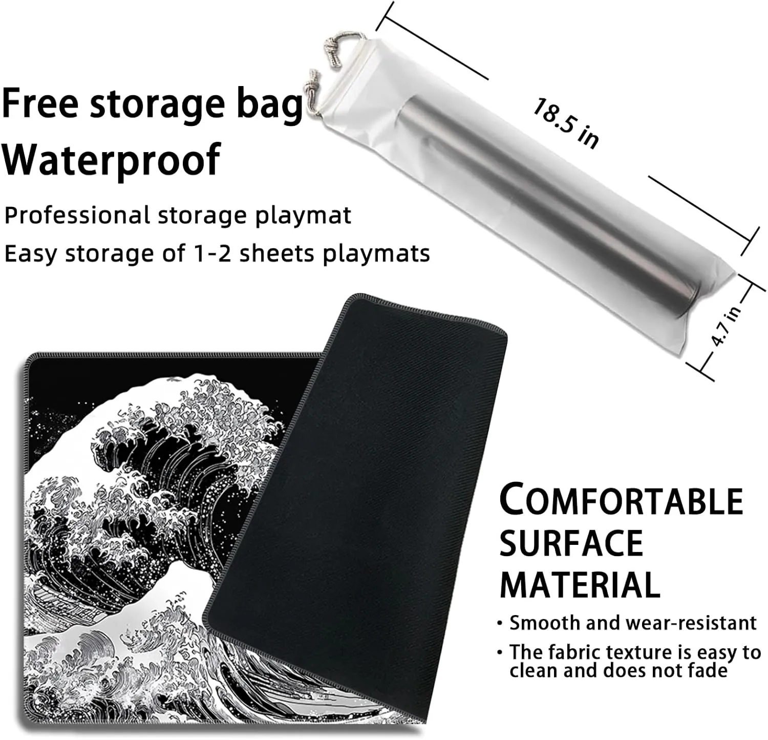 MTG Playmat Magic Card Playmat Games Mat,TCG & CCG Card Games PlayMat with Free Storage Bags Size 24 x 14 Inches (No with Zones,Sea01)