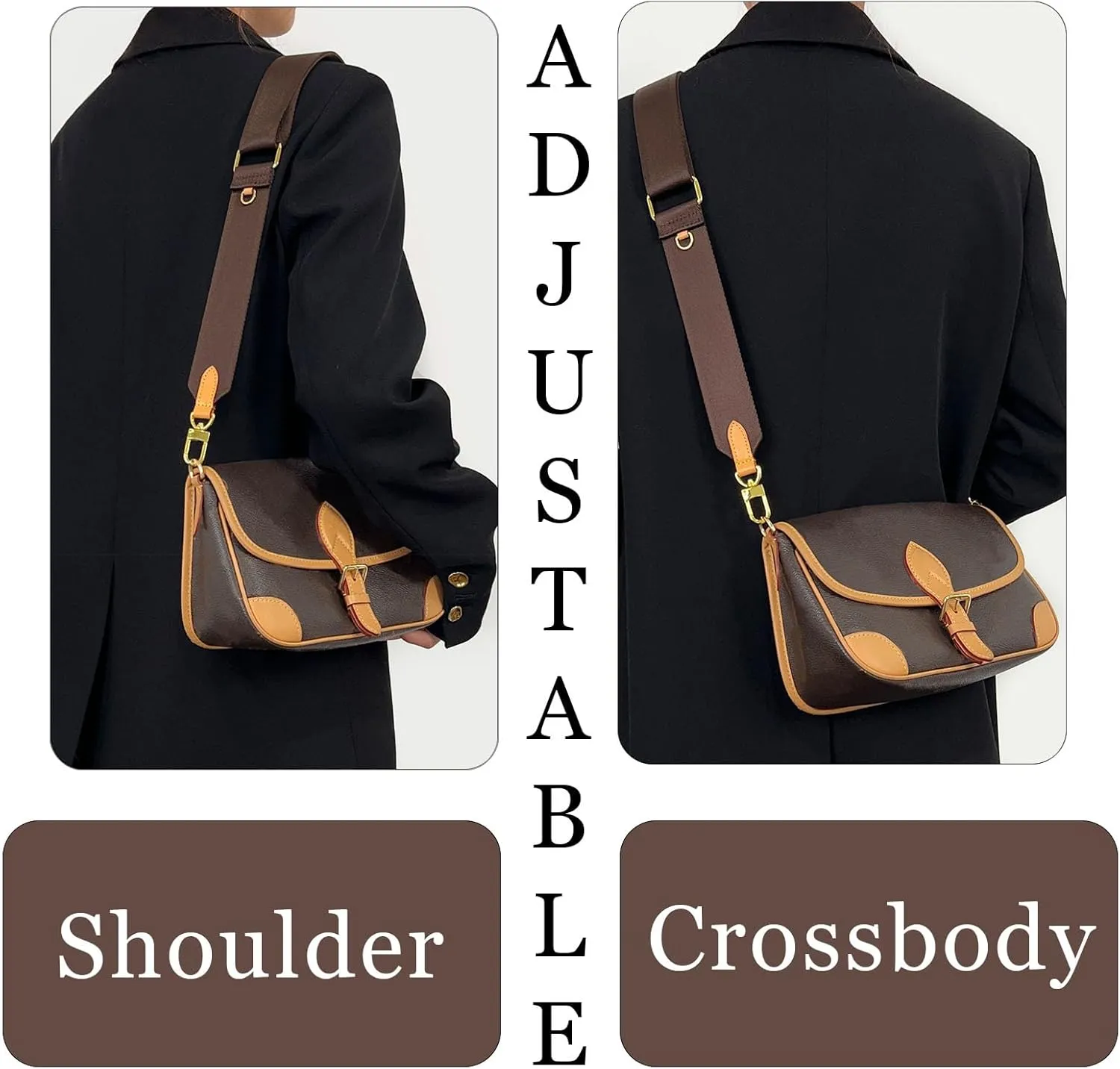 Multi Pouchette Accessories Strap Replacement, 48 Inches Adjustable Wide Crossbody Purse Strap for Women Shoulder Bag