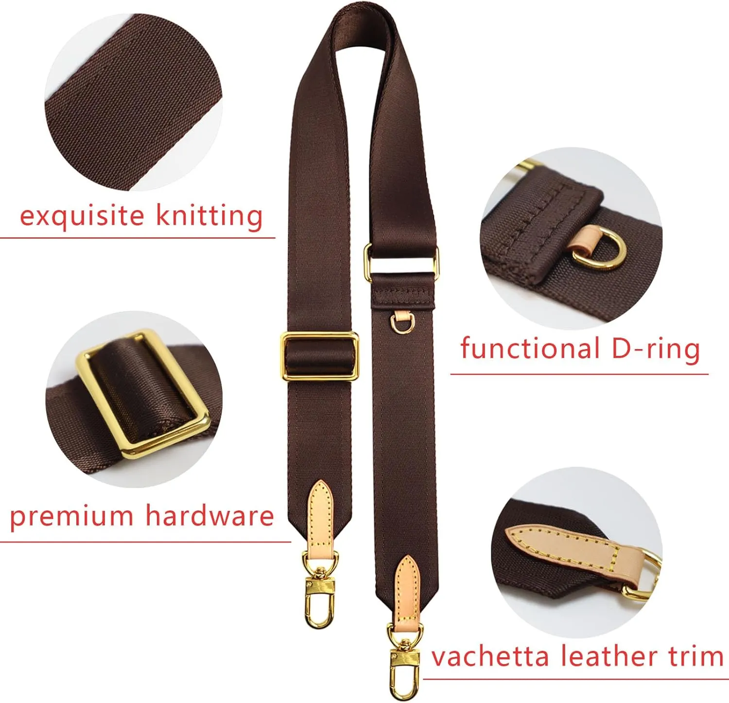 Multi Pouchette Accessories Strap Replacement, 48 Inches Adjustable Wide Crossbody Purse Strap for Women Shoulder Bag