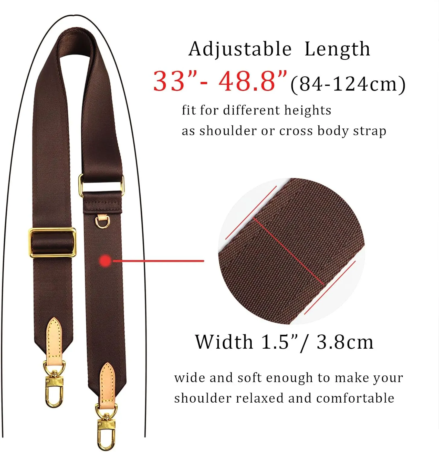 Multi Pouchette Accessories Strap Replacement, 48 Inches Adjustable Wide Crossbody Purse Strap for Women Shoulder Bag