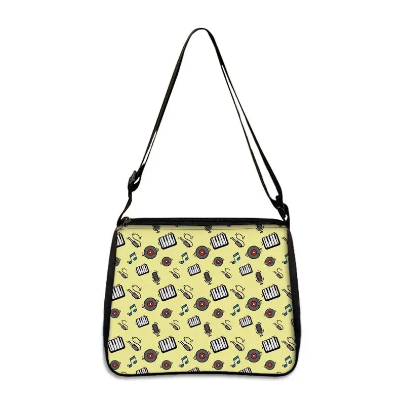 Music Note Print Handbags Women Causal Shoulder Bags Piano Guitar Crossbody Bag Girls Satchel Fashion Messenger Bag Gift
