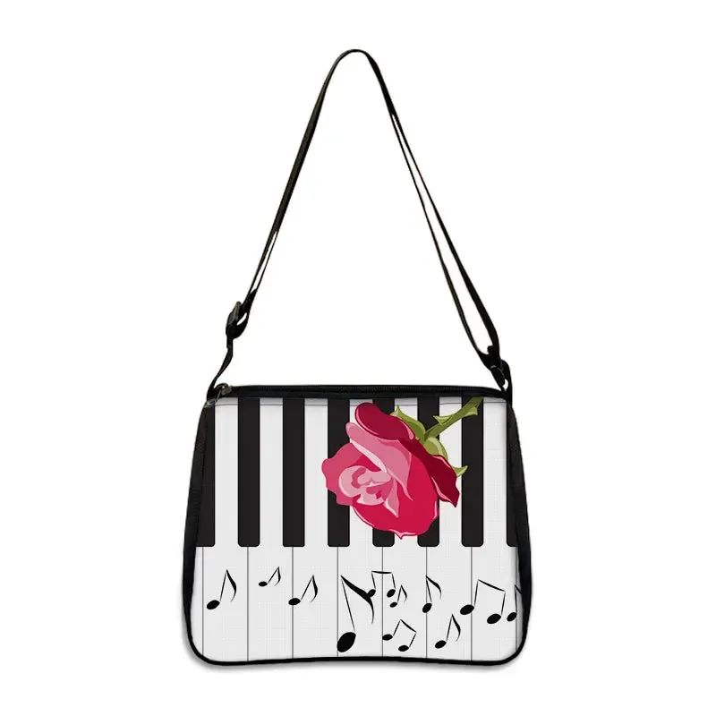 Music Note Print Handbags Women Causal Shoulder Bags Piano Guitar Crossbody Bag Girls Satchel Fashion Messenger Bag Gift