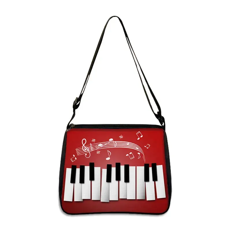 Music Note Print Handbags Women Causal Shoulder Bags Piano Guitar Crossbody Bag Girls Satchel Fashion Messenger Bag Gift