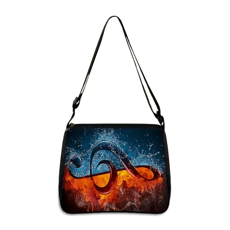 Music Note Print Handbags Women Causal Shoulder Bags Piano Guitar Crossbody Bag Girls Satchel Fashion Messenger Bag Gift