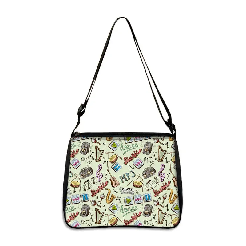 Music Note Print Handbags Women Causal Shoulder Bags Piano Guitar Crossbody Bag Girls Satchel Fashion Messenger Bag Gift