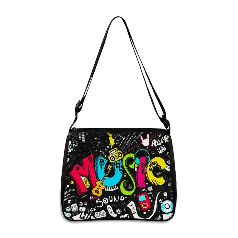 Music Note Print Handbags Women Causal Shoulder Bags Piano Guitar Crossbody Bag Girls Satchel Fashion Messenger Bag Gift