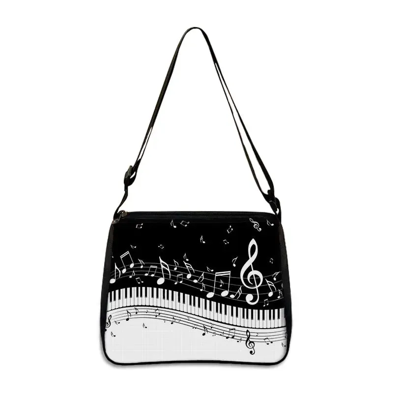 Music Note Print Handbags Women Causal Shoulder Bags Piano Guitar Crossbody Bag Girls Satchel Fashion Messenger Bag Gift