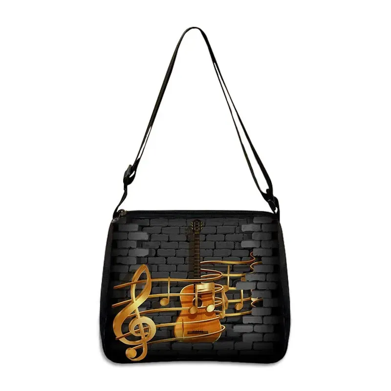Music Note Print Handbags Women Causal Shoulder Bags Piano Guitar Crossbody Bag Girls Satchel Fashion Messenger Bag Gift