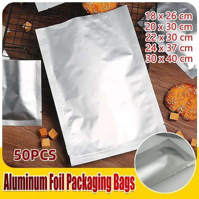 Mylar Vacuum Heat Seal bags 50PCS 5Sizes Silver