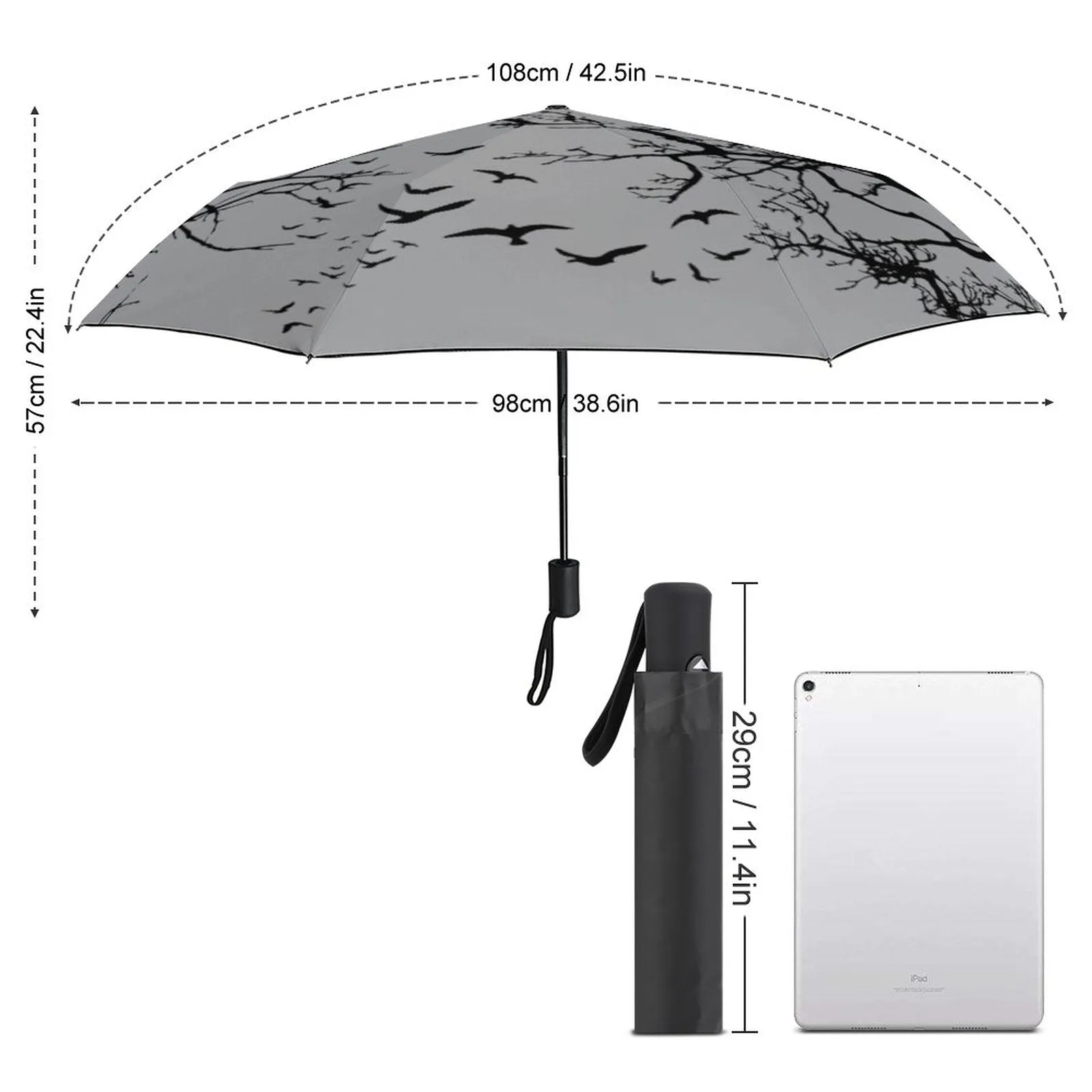 Mystic Crow Auto Umbrella with Printed Pattern Outside ZYS03-8K