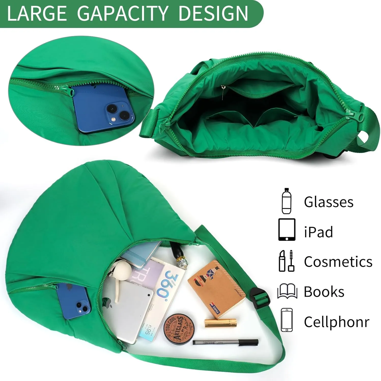 NAARIIAN Shoulder Bags for Women, Puffer Shoulder Bag, Cute Hobo Tote Handbag Mini Clutch Purse with Zipper Closure