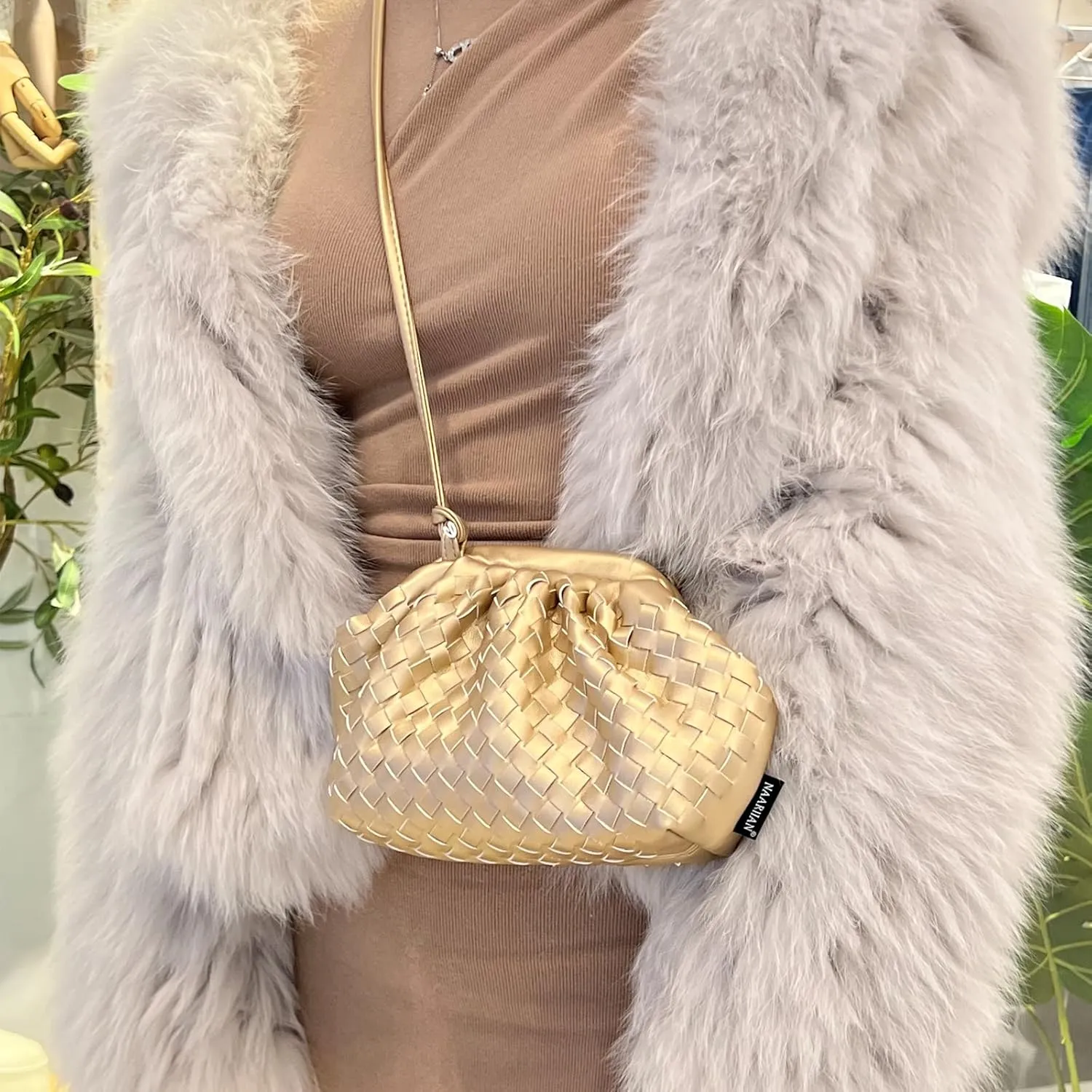 NAARIIAN Woven Crossbody Bags for Women Evening Clutch Hobo Cloud Purse Designer Handbags for Ladies