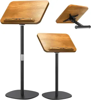 NAMON 2 in 1 Dual-use Floor Book Stand & Desktop Book Stand, 100% Solid Wood and Metal Build, Height Adjustable from 16.5-51in, Floor Holder Stand with Page Paper Clip for Cookbooks, Sheet Music, etc.