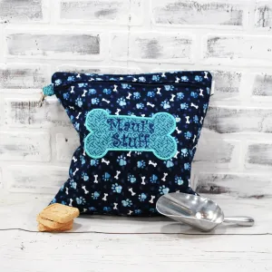 Navy Paw Prints Personalized Reusable Treat Bag