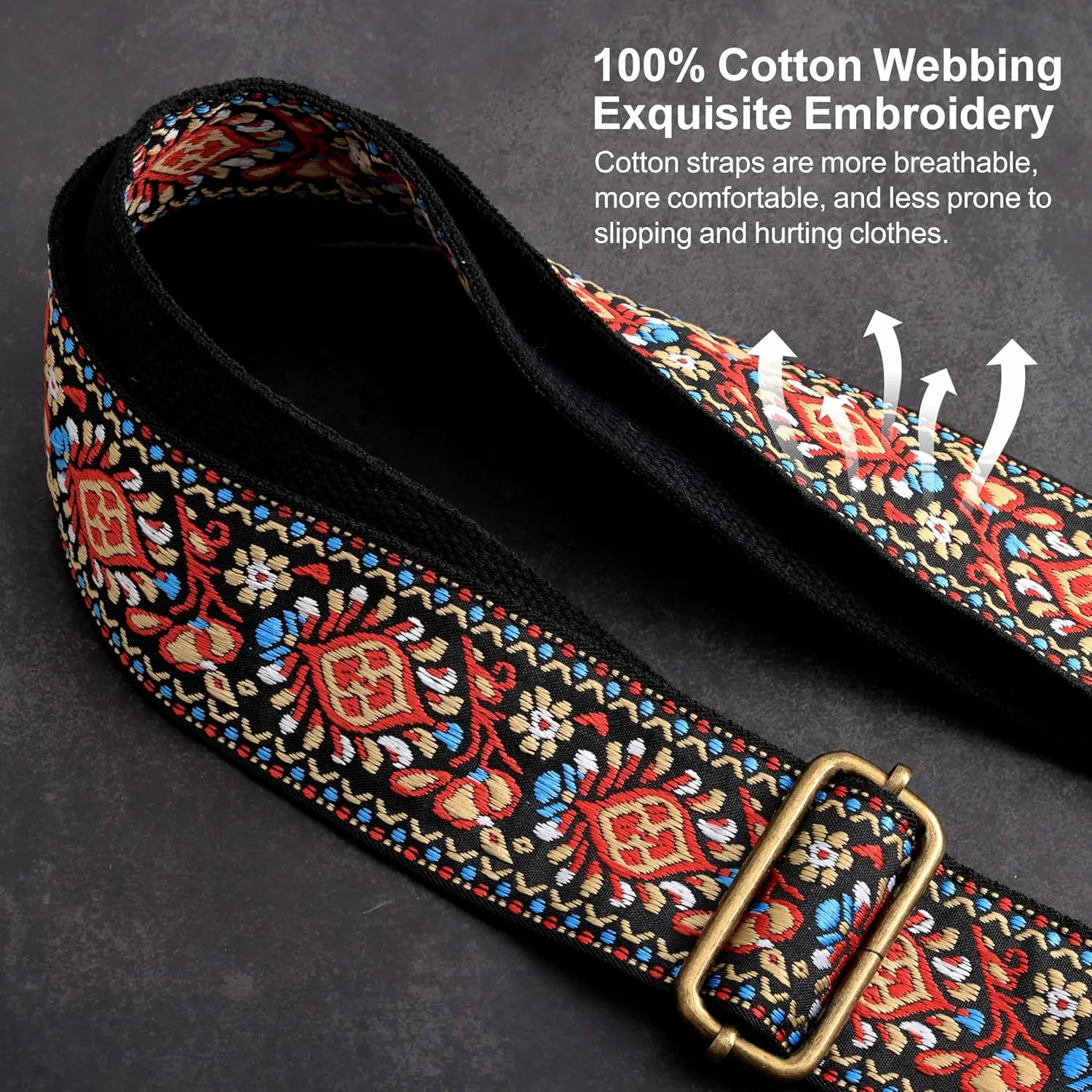 Nefelibata Purse Strap-2" Crazy Horse Leather Wide Shoulder Strap Adjustable Replacement,Retro knit Embroidery Multi-pattern Crossbody Bag Straps for Handbag,Crossbody Bags(Leather Red Embroidery)