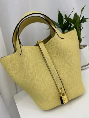 New bucket bag leather women's handbag advanced sense large capacity first layer cowhide basket bag