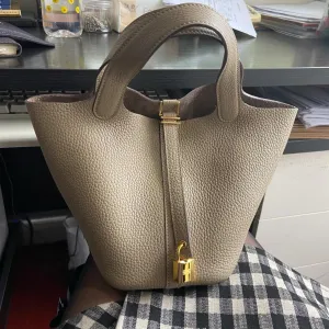 New bucket bag leather women's handbag advanced sense large capacity first layer cowhide basket bag