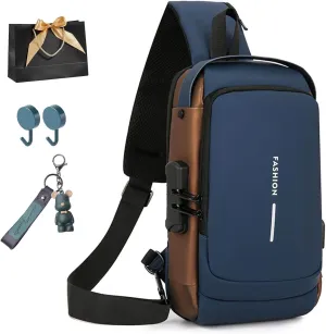 New Carbon Fiber Streamline Anti-Theft Sling Bag,USB charging port Sport Waterproof Shoulder Bag,for Travel Gym Sports
