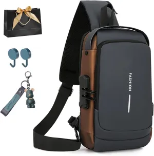 New Carbon Fiber Streamline Anti-Theft Sling Bag,USB charging port Sport Waterproof Shoulder Bag,for Travel Gym Sports